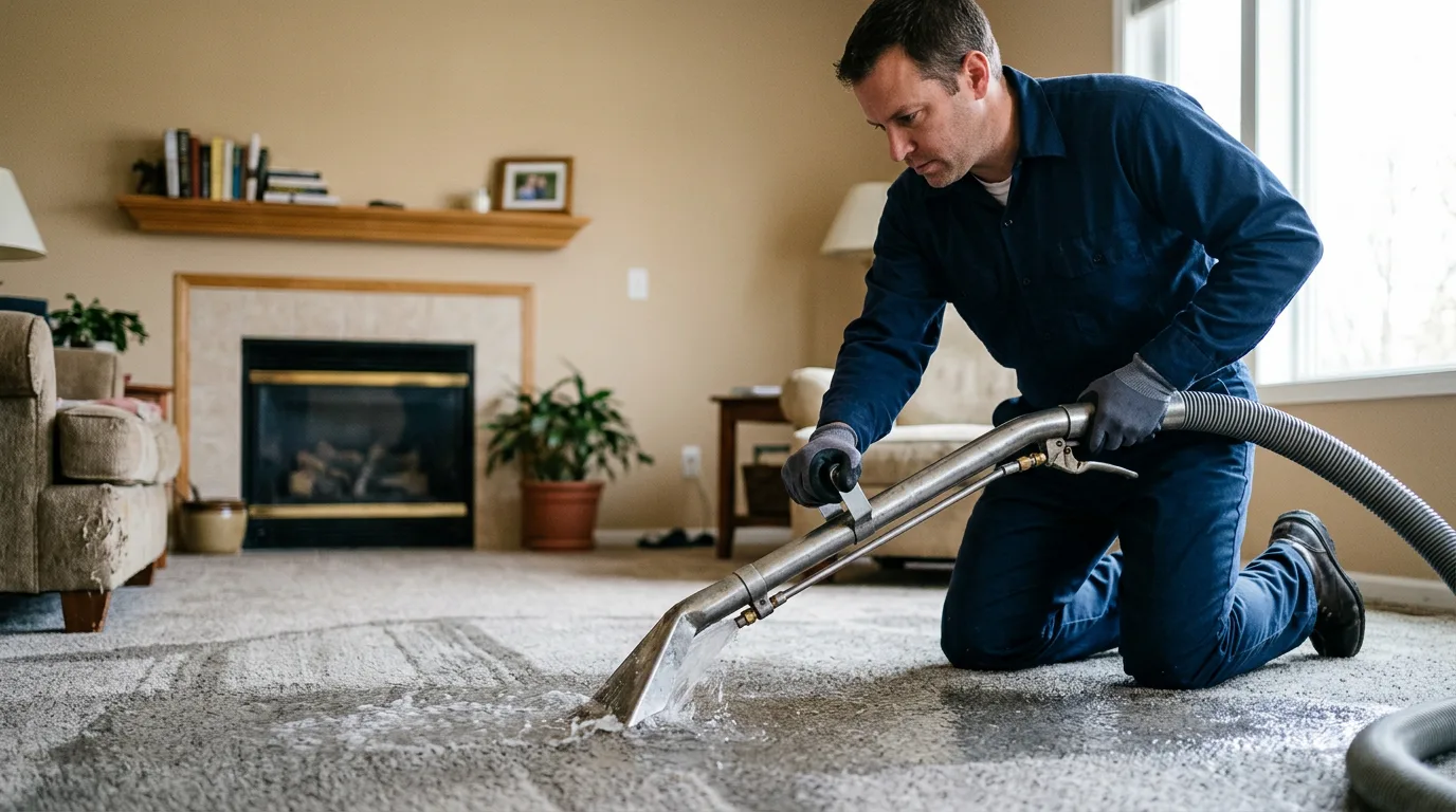 Water damage restoration technician working near Oakland, KY
